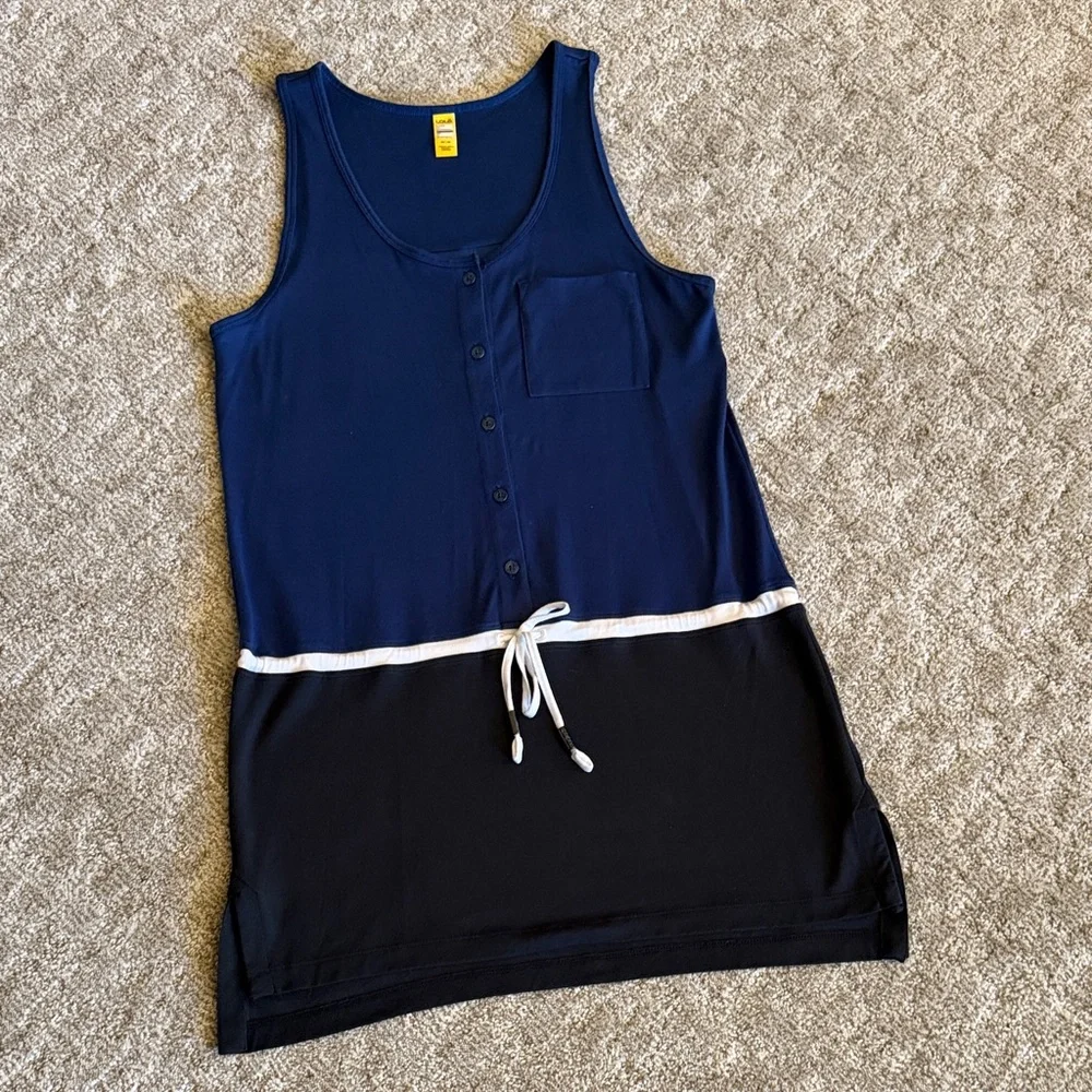 LOLE Women’s Navy/Black Anita Drawstring Tunic Swimsuit Cover-Up—XS